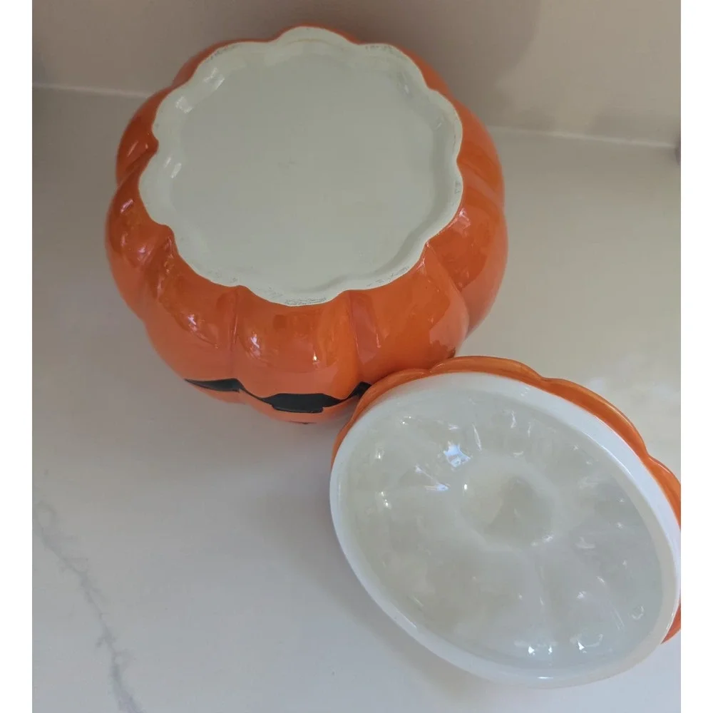 Halloween‎ Jack-o'-lantern Black Cat Cookie Jar Canister Storage New Without Tag
